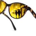 Chicid Night Driving Glasses for Women, Polarized Night Vision Glasses Anti-Glare UV400 Protection (A03 Floral Brown Frame/Yellow Lens)