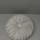 HLOVME Round Velvet Pillow for Couch Small Handmade Decorative Throw Pillow for Bed Bedroom 13.7 Light Grey