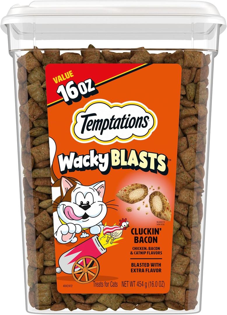 Temptations Wacky Blasts Cat Treats, Cluckin Bacon Flavor, 16 oz. Pouch (EXP 09/30/27)