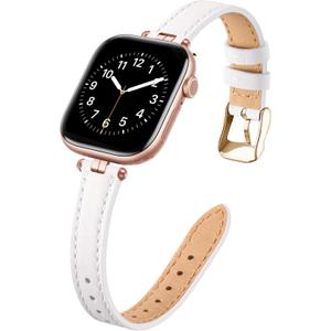 STIROLL Elegant Thin Leather Band Compatible with Apple Watch Bands Women