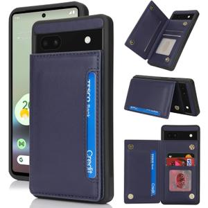 iCoverCase Compatible with Google Pixel 6a Case with Card Holder, Wallet Phone Case for Women Men [RFID Blocking] PU Leather Protective Wallet Case for Pixel 6a (Dark Blue)