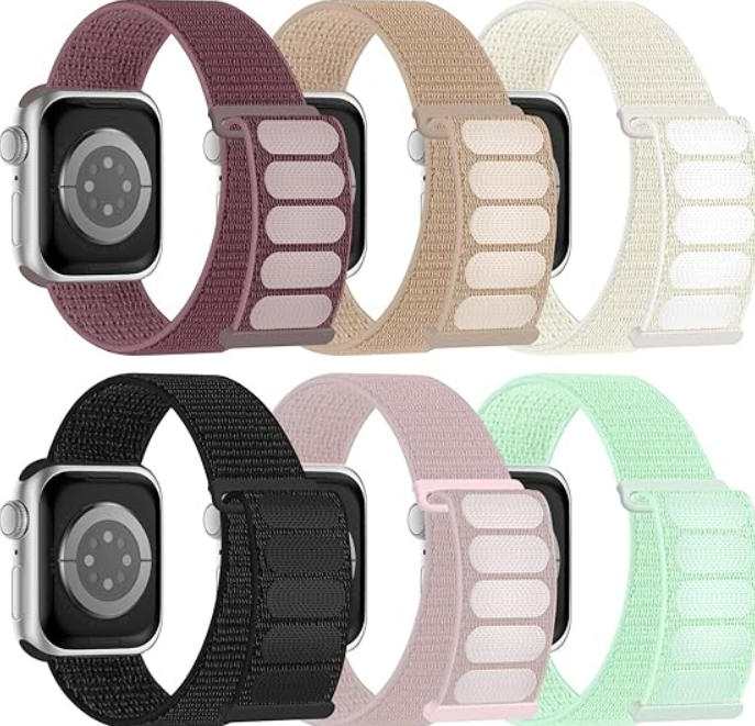 6 Pack Sport Nylon Loop Band Compatible with Apple Watch Bands 38mm  for Women and Men, Adjustable Breathable Braided Straps for iWatch Series 