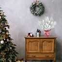 28 Pcs Artificial Flocking Pine Picks Snow Forest Artificial Pine Needles Branches Christmas Fake Greenery Tree Branches DIY Leaves for Christmas Wreaths Garden Party Holiday Decor (White, 28)