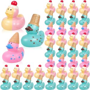 Deekin 48 Pcs Rubber Ducks Bulk 2 Inches Party Favors Assortment Rubber Duckies for Pool Party Decorations Cruise Ships Supplies (Ice Cream)