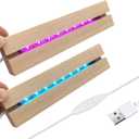 2Pcs 6 Wooden LED Light Display Stand Base,Rectangle Wood Led Light Base Wooden Lamp Base for Display Photos Acrylic Pictures Plexiglass Crystal Resin Craft Art Project