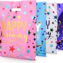 6.7 * 9.8inch Happy Birthday Party Favor Bags 40 PCS, Plastic Goodies Loot Gift Bags Bulk for Kids Baby Girls & Boys Birthday Party Supples (B Style 40 Packs)