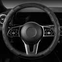 SEG Direct Car Steering Wheel Cover Small Size for Prius Civic Model 3 Model Y Camaro Rogue with 14"-14 1/4" Embossed Microfiber Leather with Carbon Fiber Pattern Black