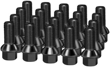 Dynofit 20pcs M14x1.5 OEM Lug Bolts for A3 A4 A5 A6 A7 A8 S1 S2 S3 S4 S5 S6 S7 S8, 28mm Shank R12 Ball Seat Wheel Bolts fit Glof Tiguan GTI Jetta Passat, Factory Bolt Replacement OE No#610-319 431-601