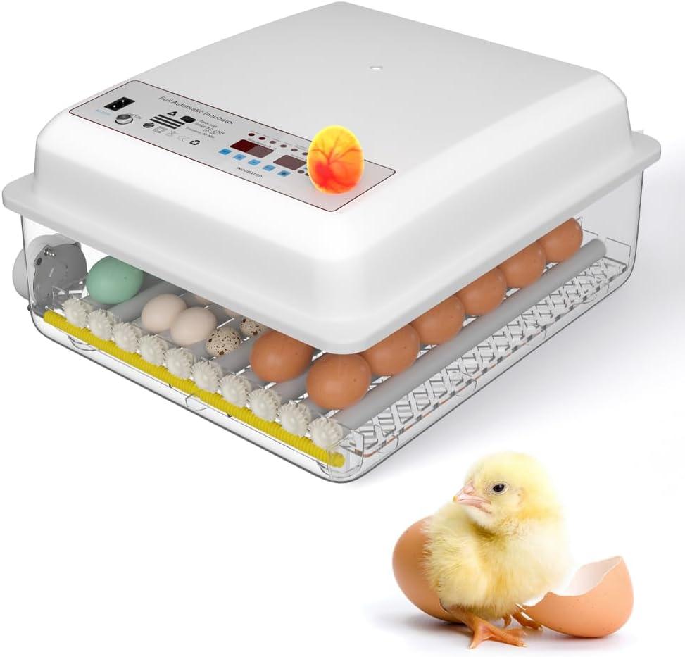 36 Egg Incubator with Auto Turner Humidity Monitor,Incubators for Chicken Duck Goose Pigeon  Digital Temperature Control, Built-in Egg Candler  Ideal for Home Farm Industrial Use (White)