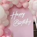 Happy Birthday Sign for Backdrop - Felt Happy Birthday Letters Sign for Girls, Boys & Adults' Birthday Party Balloon Arch Backdrop Decorations (White)