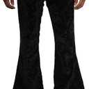 Men's Velvet Relaxed Vintage 60s 70s Bell Bottom Stretch Fit Classic Comfort Flared Flares Retro Leg Disco Pants, Size L