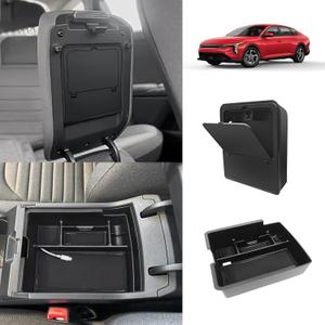Muslogy 2PCS Center Console Organizer & Hidden Storage Box One-Touch Compatible with Kia K4 2025 Accessories Armrest Privacy Insert Tray Console Divider Insert Organizer