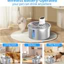 Stainless Steel Wireless Cat Water Fountain 3.2L/108oz Automatic Cat Water Dispenser 4000mAh Battery Operated Large Capacity Pet Water Fountains for Cats Dogs (Black Classic)