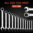 TICONN 12PCS Ratcheting Wrench Set, Professional Slim Profile Mechanic Cr-V Ratchet Wrench Set with Organizer Rack (12PCS Inch (SAE))