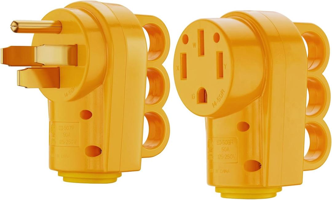 Kohree 50 Amp RV Plug Male and Female RV Replacement Plug Set 14-50P 14-50R 125V/250V with Ergonomic Grip Handle Yellow