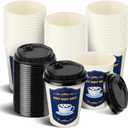 50 Set Christmas Hot Cocoa Cups Bulk 12 oz Christmas Disposable Coffee Cups with Lids Straw Holiday Cup Hot Cocoa Chocolate Bar Supplies for Beverage Ice Cream Coffee Party Decor