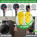 POWGRN NEMA 14-50P to NEMA 14-50R 50 Amp RV/EV Extension Cord 50 FT Outdoor with Grip Handle, Flexible Heavy Duty RV Power Cord Waterproof, 50A 125/250V 6250/12500W STW, Black-Yellow, ETL Listed