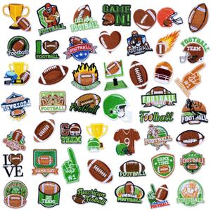 Tigeen 48 Pcs Football Patches Iron on Sports Ball Chenille Iron on Patches Bulk for Hats Clothes Pants Jeans Sew on Applique DIY Accessory