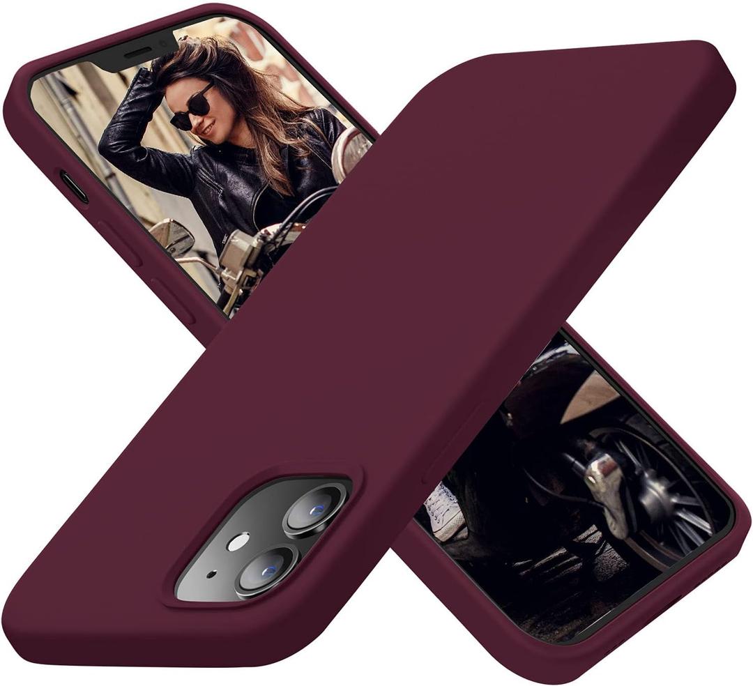 Cordking Designed for iPhone 12 Case, Designed for iPhone 12 Pro Case, Silicone Shockproof Phone Case with [Soft Anti-Scratch Microfiber Lining] 6.1 inch,Plum
