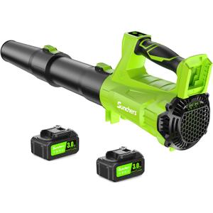 Electric Leaf Blower Cordless with 2 3.0Ah Battery and Charger, 2 Speed Mode 650CFM 280MPH Patio Tools with 2 Tubes, 20V Battery Powered Leaf Cleaner Handheld Blowers for Lawn Care, Dust, Leaves, Yard