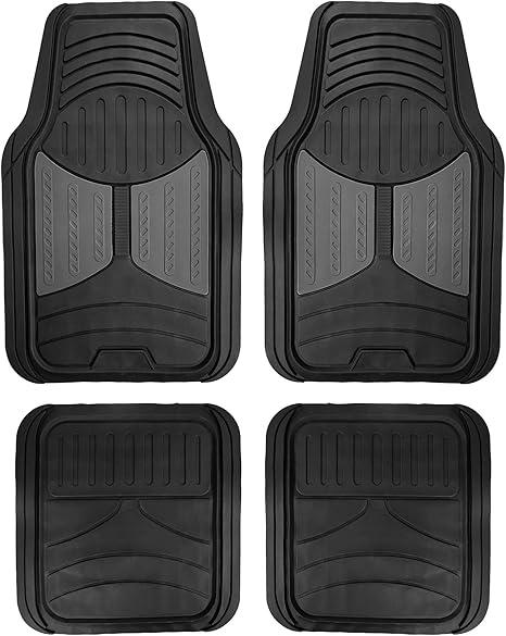 Automotive Floor Mats Climaproof for All Weather Protection Universal Fit Heavy Duty Rubber Fits Most Cars, SUVs, and Trucks, Full Set Trim to Fit FH Group Grey