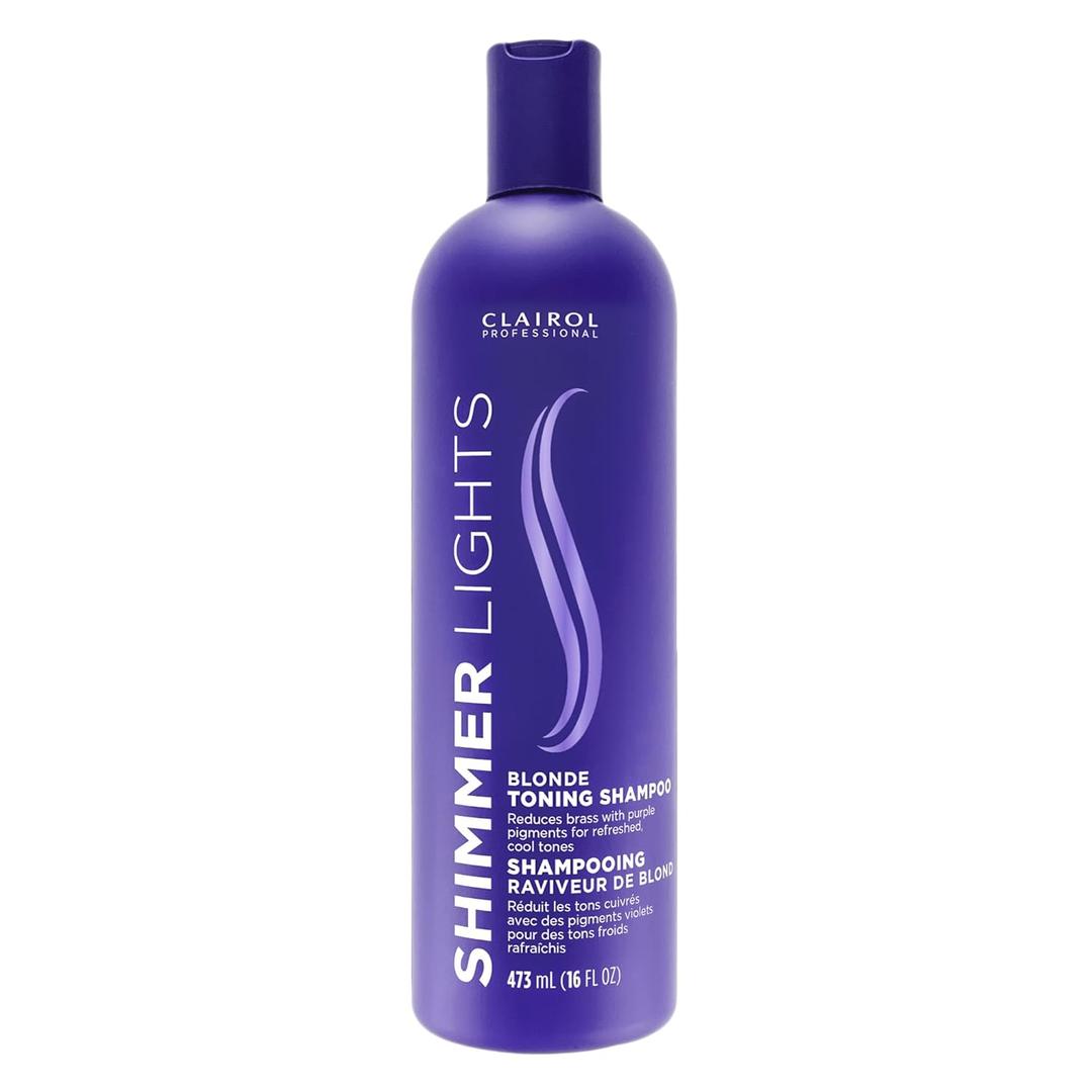 Clairol Professional Shimmer Lights Purple Shampoo fl. Oz | Neutralizes Brass & Yellow Tones For Blonde Silver Gray Highlighted Hair (16 Fl Oz (Pack of 1))