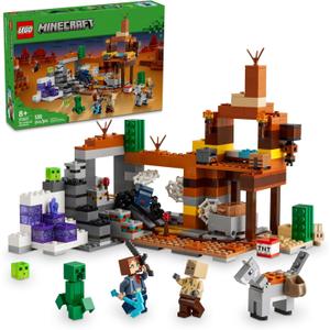 LEGO Minecraft The Badlands Mineshaft Video Game Toy, Mining Exploration Set with Minecraft Minifigures, Birthday Gift for Boys and Girls, Action Packed Toy for Kids Ages 8 and Up, 21263