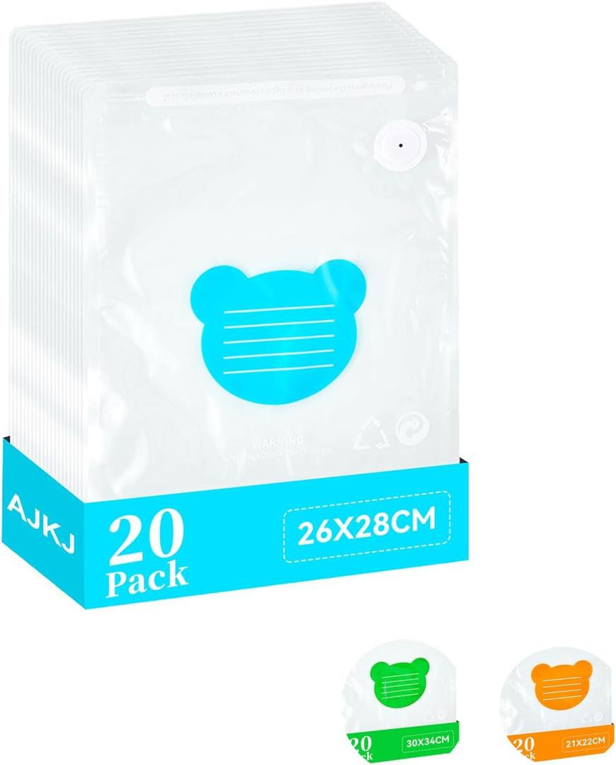 Vacuum Food Storage Bags - Reusable BPA Free Vacuum Sealer Bags - 20pcs Bag Only - 11x10.24in - Blue