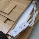 Huuger Narrow Night Stand, End Table with Charging Station, USB-C Port, Rattan Side Table with Cabinet and Open Shelf, Synthetic Rattan, for Small Spaces, Bedroom, Natural Wood