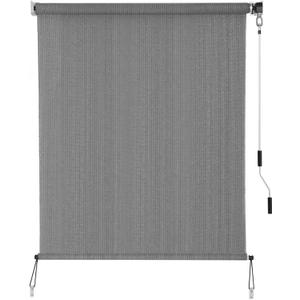 SEEYE Outdoor Sunshade Roller Shades 48" W x 72" H, Cordless Roll Up Shade Blinds Privacy Screen with 90% UV Protection, Exterior Patio Shade Cloth for Porch Pergola Balcony Windows, Dark Grey
