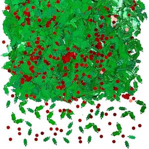 Pack of 3, Iconikal Bulk Party Foil Confetti, Christmas Holly Berries, 3,000-Count, 9 Ounces
