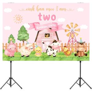 Farm Animal Theme Party Balloons, Farm Cow Print Sheep Pig Donkey Mylar Foil Balloons Baby Shower Boy Girl 2nd Birthday Party Decor Supplies (2nd)