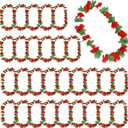 30 Pack Christmas Leis Red and Green Leis Garlands Hawaiian Luau Flower Necklace for Christmas Cosplay Beach Wedding Carnival Themed Party Decorations Event Luau Part