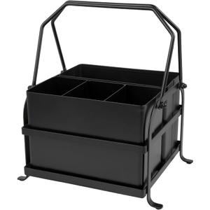 Silverware Caddy Utensil Organizer With Handle, Outdoor Picnic and Camping Utensil Holder, Flatware Holder for Party Gatherings, Metal - Black