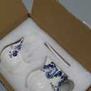 Agyiuns Ceramic Sugar and Creamer Set, 3 Piece with Cream Pitcher, Sugar Bowl with Lid and Spoon,Coffee and Tea Serving Set (White with blue flower)