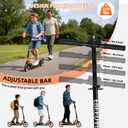 FREEDARE Kick Scooter for Kids & Adults Ages 8+, Foldable Teen Scooter with 2 Big 8-inch Wheels and 4-Level Adjustable Handlebar, Max Load 220 LBS, Orange