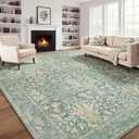 Vintage Floral 8x10Area Rug,Soft Non-Slip Machine Washable Rug for Living Room,Stain Resistant Carpets for Bedroom Dining Room Farmhouse Nursery Home Office