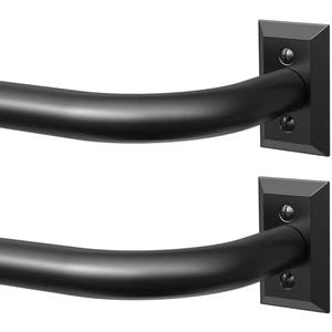 Black Curtain Rods Pack of 2, Heavy Duty Wrap Around Curtain Rod for Windows 28 to 48 Inch, Adjustable Decorative Blackout Drapery Pole, Modern Room Darkening Rod for Blackout Curtains, Matte Black