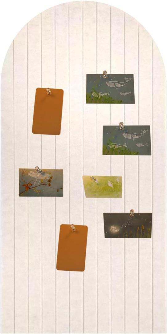 Foldable Bulletin Board 47x24 inches, 0.35" Thick Felt Wall Tiles, Large Cork Board with Adhesive Sticker, Round Edges Wall Panels for Office Bedroom Living Room, Decorative Board (Beige)