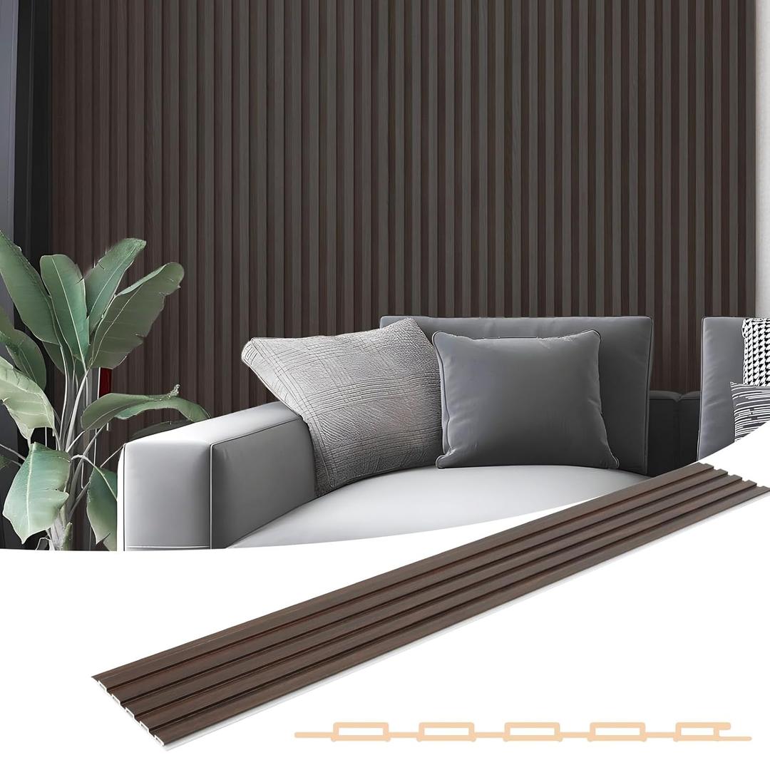Art3d WPC Slat Wall Panels, 8-Pack 108 x 6 Inch 3D Wall Accents for Interior Wall Decor, Living Room, Bedroom,Walnut