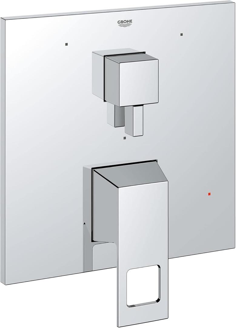 Grohe 29426000 Eurocube Pressure Balance Valve Trim with 3-Way Diverter and Cartridge, Starlight Chrome