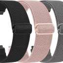 Meliya Veryfit Smart Watch Bands, Watchbands for IDW13 IDW16 IDW19 IDW26 IDW28 Smartwatch, Stretch Elastic Nylon Watch Straps Replacement Wristband for Veryfit (Black+Pink+Grey)