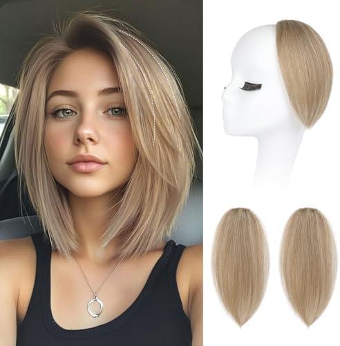 REECHO Clip in Hair Volumizer, Short Thick Clip in Hairpieces Adding Extra Hair Volume Extensions for Women with Thin Fine (Honey Blonde with Highlights, 8 Inch (Pack of 2)