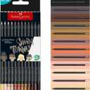 Faber-Castell Black Edition Skin Tone Colored Pencils: 12 Count, Black Wood and Super Soft Core Lead, Skin Tone Colored Pencil Set, Coloring Pencils for Kids, and Beginners, Art Supplies for Teens