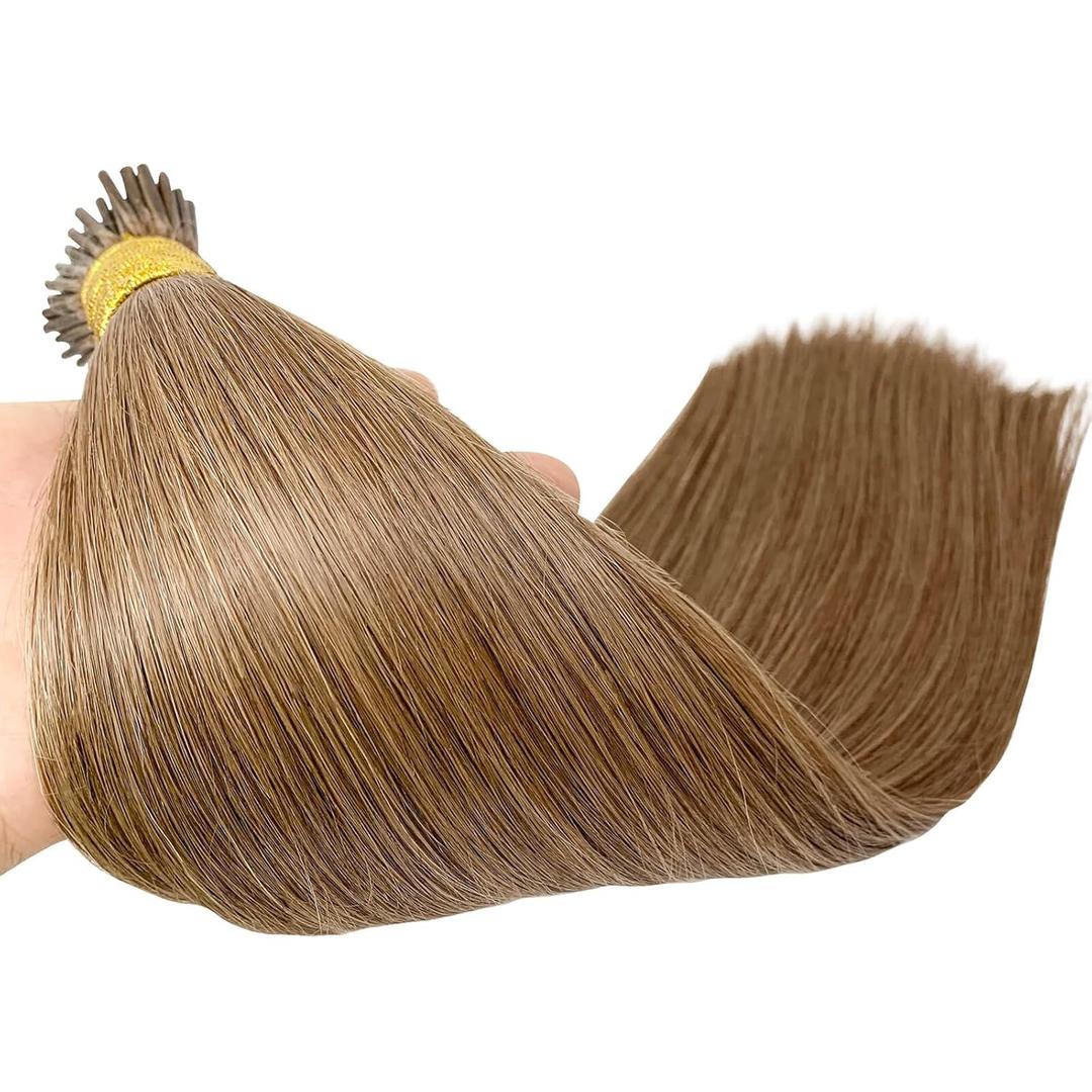 I Tip Hair Extensions Natural Real Human hair Fusion Capsule Keratin Hair Extensions 100g/pack(1g/Strand) (#6, 24inch)