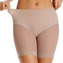 WOWENY Anti Chafing Slip Shorts for Under Dresses Underwear for Women Thigh Bands (Beige, XL)