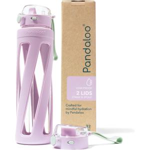 Pandaloo® Orbit 32 oz Glass Water Bottle with 2 Leak-Proof Lids (Straw & Spout), Wide Mouth, Borosilicate Glass, BPA-Free, Cup Holder Friendly for Gym, Work, Travel & Daily Hydration- Lilac Rhapsody