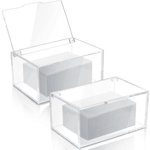 Maitys 2 Pcs Acrylic Laundry Dryer Sheet Holder Clear Dryer Sheets Dispenser Container with Lid for Laundry Room Organization - Fabric Softener Sheets Storage Box for Home, Transparent(Classic Style)