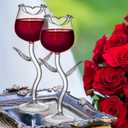 Set of 4 Rose Cocktail Glass, Flower Red Wine Glass, Clear Rose Goblet Glasses, Stem Champagne Flutes Drinkware for Mother's Day Gift, Wedding, Party, Dinner, Birthday