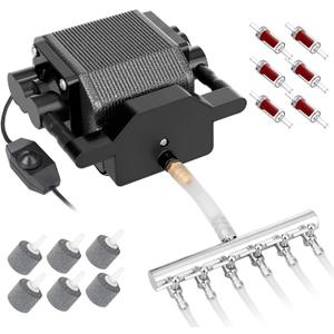 AquaMiracle 6/8/16W Quiet Fish Tank Air Pump 200/317/475GPH High Pressure Aquarium Air Pump Commercial Air Pump Pond Aerator Bubbler Hydroponics Air Pump